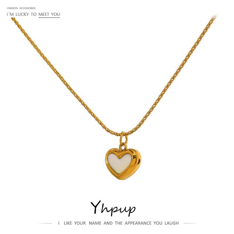 Birth Flower Necklace - Yhpup Cute Heart Natural Shell Pendant