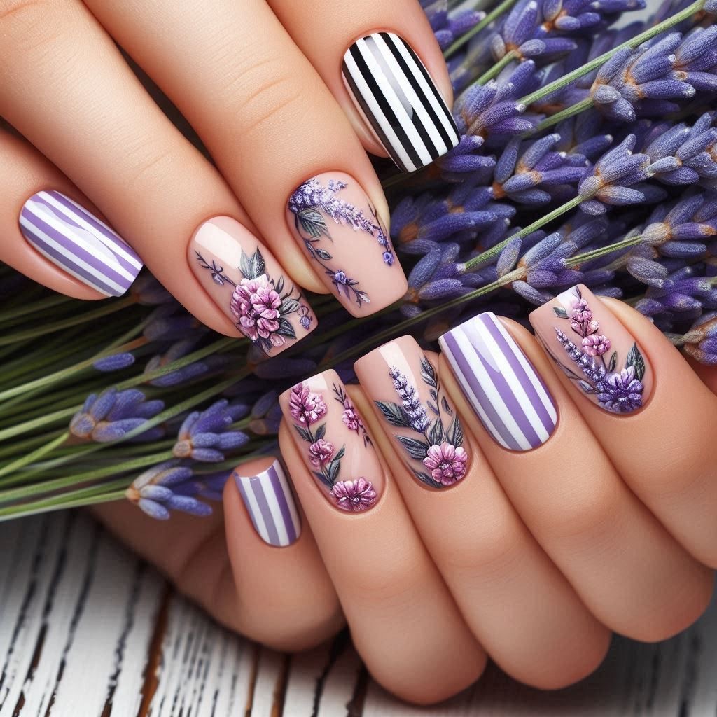 Medium fake nails for women gi - Pressed Flower Art recension och pris
