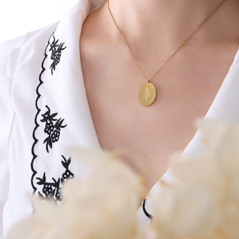 Ins New Stainless Steel Double - Birth Flower Necklace recension och pris